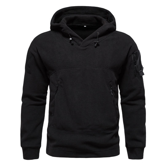 Herren moderne Fleece-Hoodie mit strategischen Reißverschlusstaschen R&B