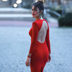 Damen Elegantes langes Wickelkleid mit Rüschendetails R&B
