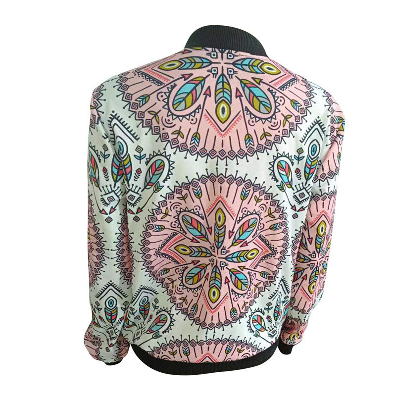 Damen trendiger Bomberjacke mit buntem Mandala-Muster R&B