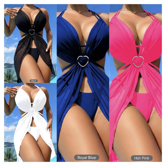 Damen Einteiler mit Raffungen und Herz-Detail R&B