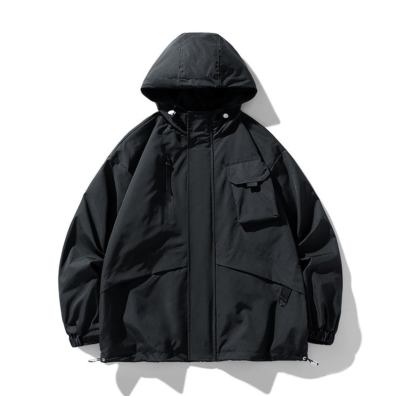 Herren technische Outdoor-Jacke mit multifunktionalen Taschen und verstellbarer Kapuze R&B