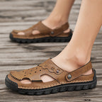 Damen Sommerliche offene Ledersandalen mit atmungsaktiver Oberstruktur R&B