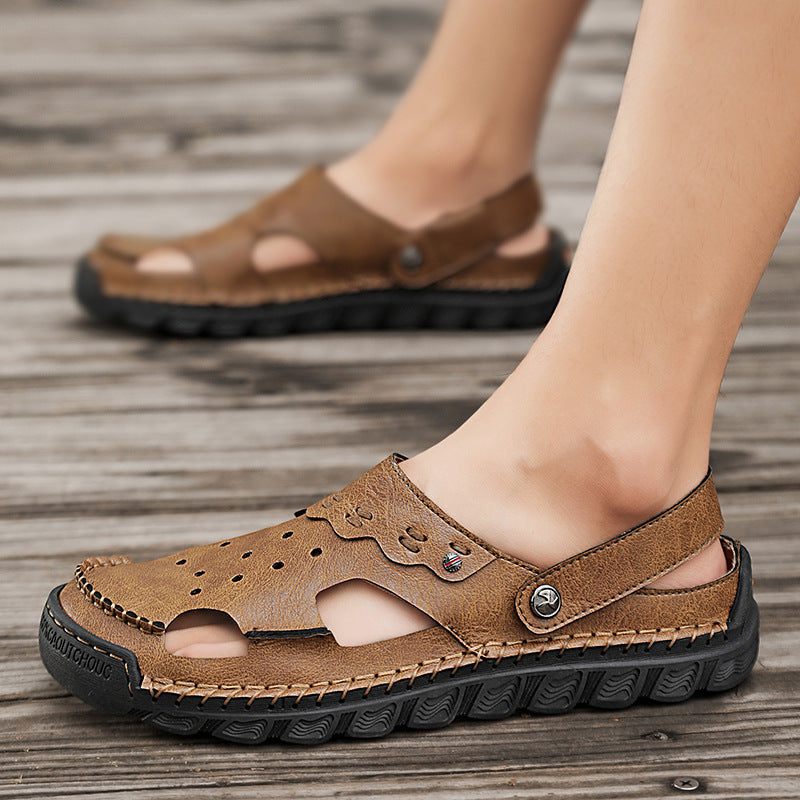 Damen Sommerliche offene Ledersandalen mit atmungsaktiver Oberstruktur R&B