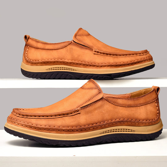 Herren Bequeme Slipper aus hochwertigem Leder mit rutschfester Sohle R&B