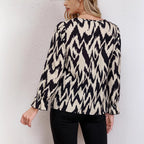 Damen Bluse mit modernem Zickzackmuster und eleganten Ballonärmeln R&B