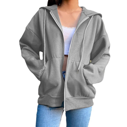 Damen Freizeit Übergroße Zip-Up Hoodie R&B