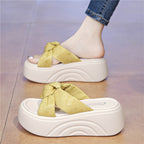 Damen Komfortable Plateau-Sandalen mit modischem Schleifen-Design