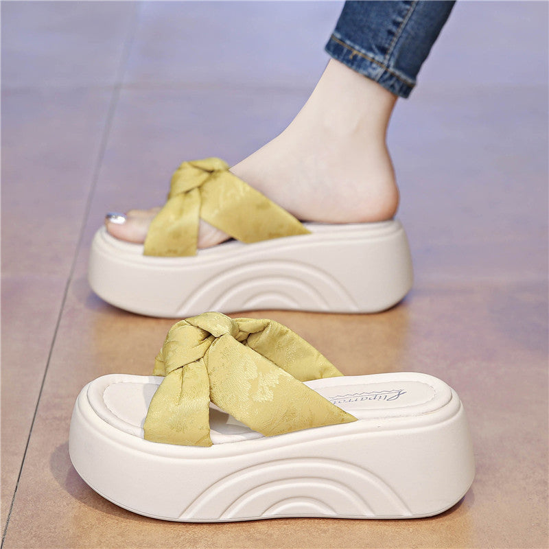 Damen Komfortable Plateau-Sandalen mit modischem Schleifen-Design