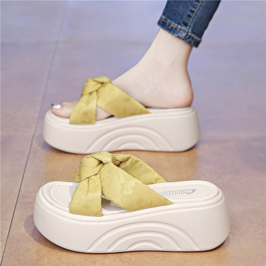 Damen Komfortable Plateau-Sandalen mit modischem Schleifen-Design R&B