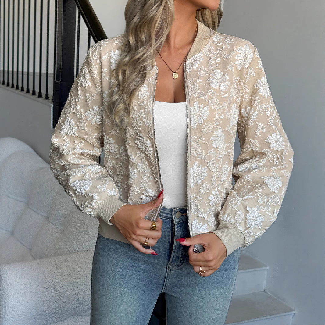 Damen Elegante Stickerei Bomberjacke mit floralen Details R&B