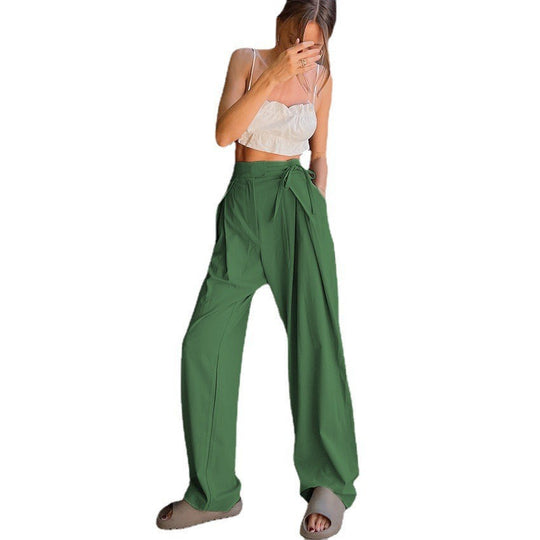 Damen Weitgeschnittene Chinohose mit seitlichem Bindegürtel R&B