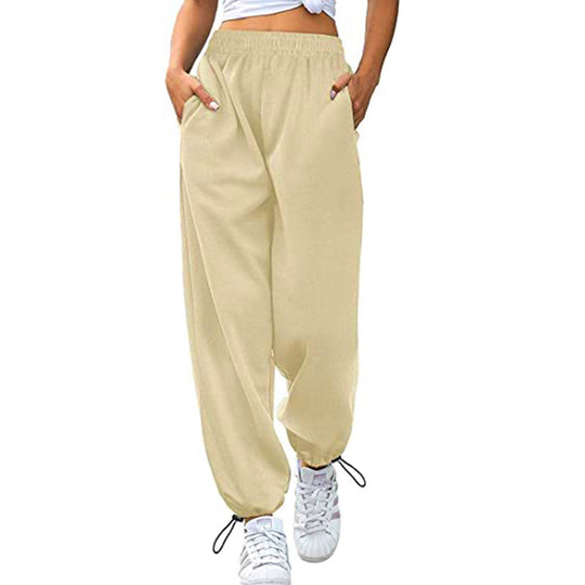 Damen lässige Sporthose mit hohem Bund und seitlichen Taschen R&B