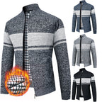 Herren modischer Strickjacke mit modernem Stehkragen und warmem Innenfutter