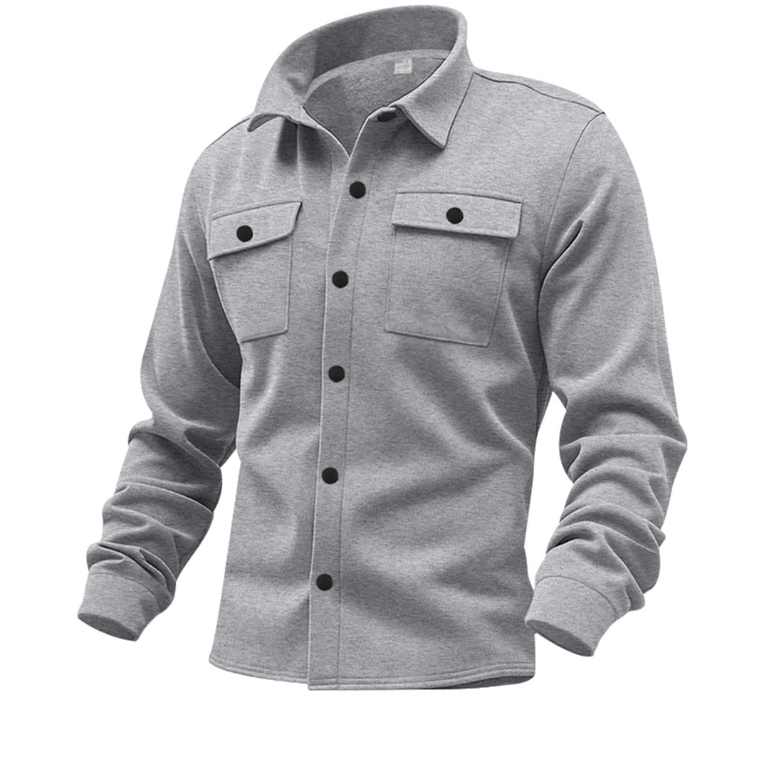 Herren lässige Button-Down Hemdjacke mit zwei seitlichen Brusttaschen und klassischem Kragen R&B