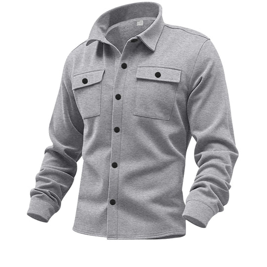 Herren lässige Button-Down Hemdjacke mit zwei seitlichen Brusttaschen und klassischem Kragen R&B