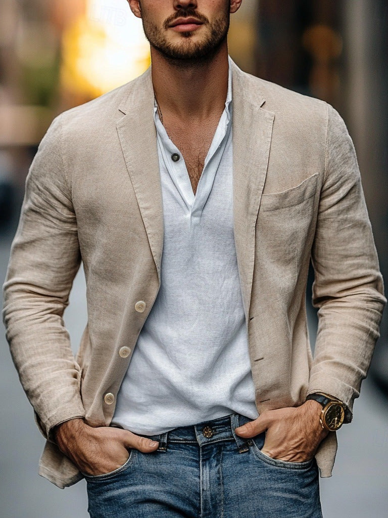 Herren lässiger Leinenblazer R&B