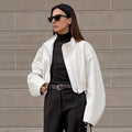 Damen Modische Kurzjacke mit hohem Kragen und voluminösen Ärmeln R&B