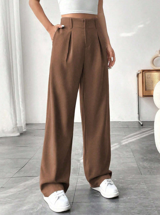 Damen Elegante Bundfaltenhose mit weitem Schnitt R&B
