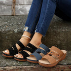 Damen komfortable Wedgesandalen mit floralem Design R&B