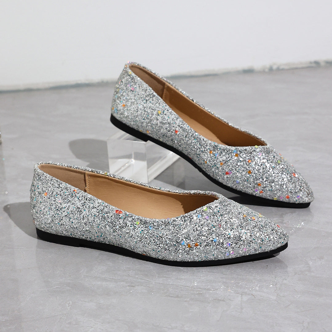 Damen Ballerinas mit funkelndem Glitzer und eleganter Silhouette R&B