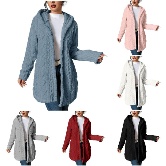 Damen Kuschelige Cardiganjacke mit Kapuze aus weichem Fleece R&B