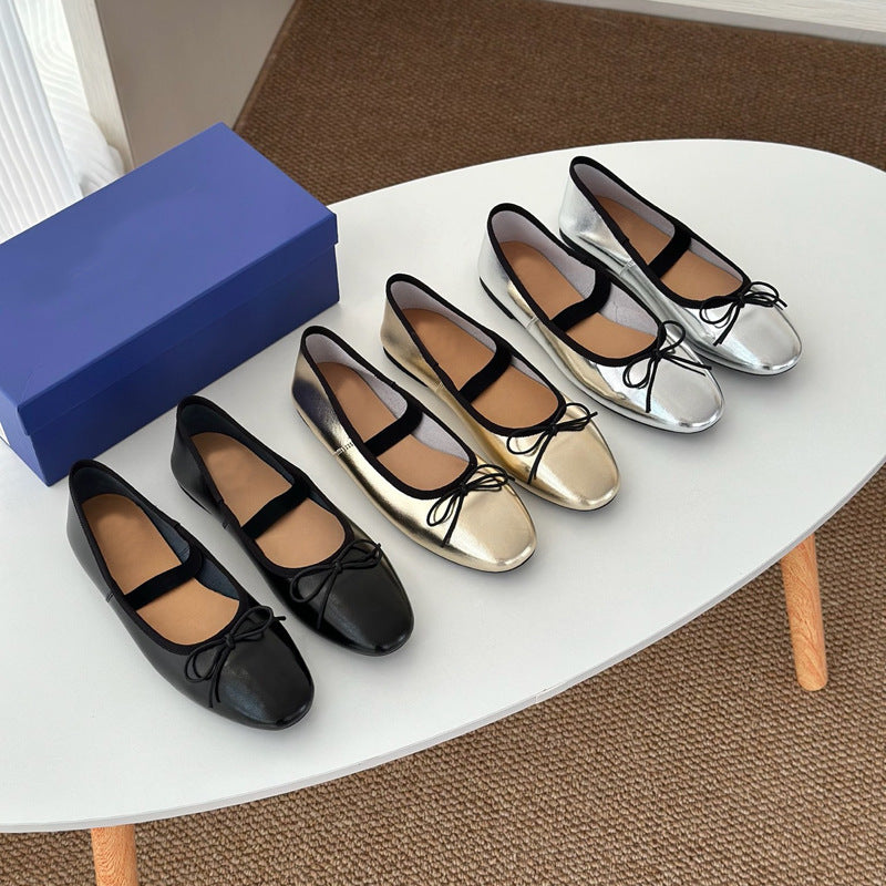 Damen Ballerinas mit Glanz-Finish und elastischem Einschlupf