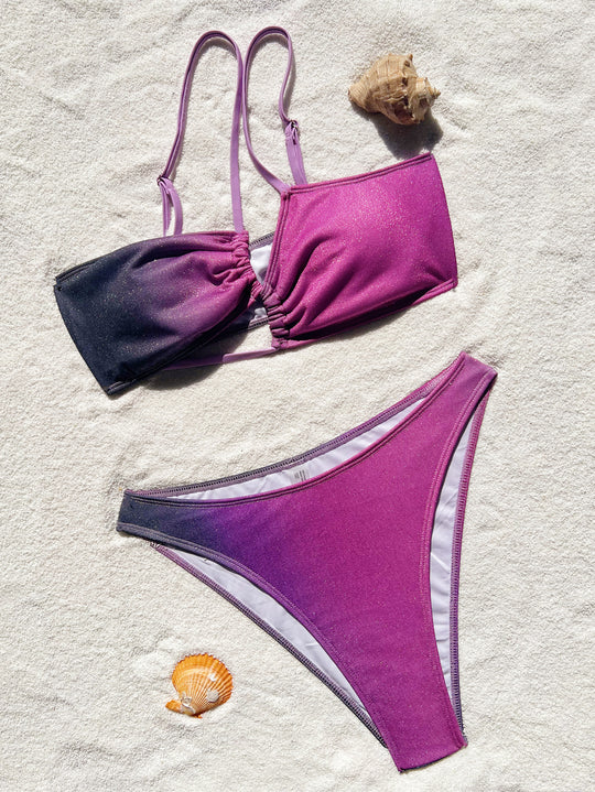 Damen Bikini mit asymmetrischem Design und Raffungen R&B