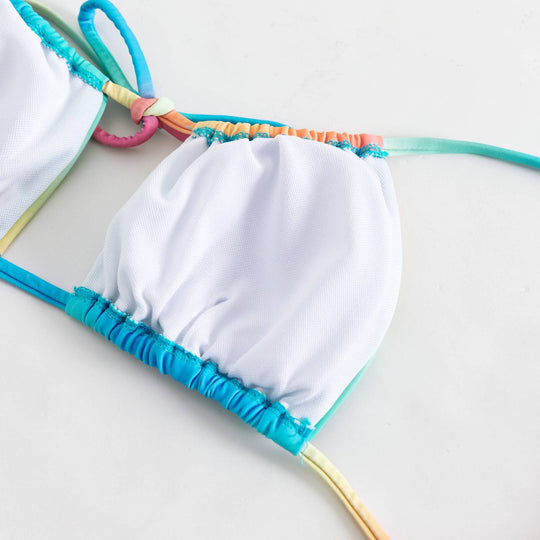 Damen Bikiniset mit verstellbaren Trägern und buntem Farbverlauf R&B