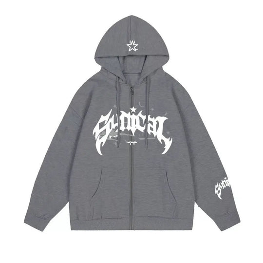 Damen Kapuzensweater mit urbanem Grafikelement und praktischen Taschen R&B