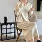 Damen Strickkleid mit Kragen