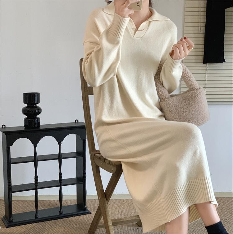 Damen Strickkleid mit Kragen