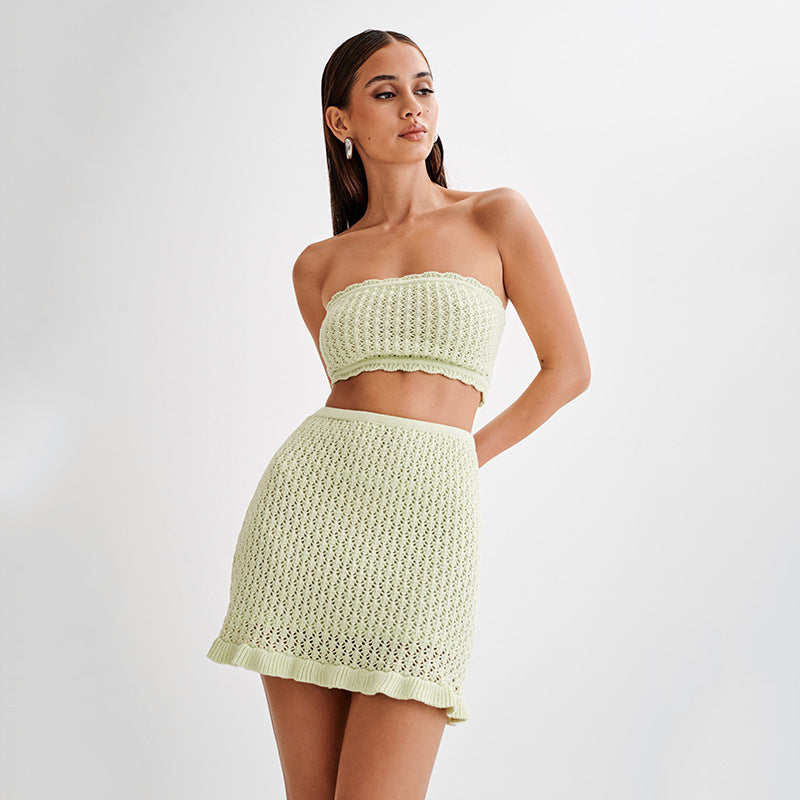 Damen elegantes Häkelkleid mit tiefem Ausschnitt R&B