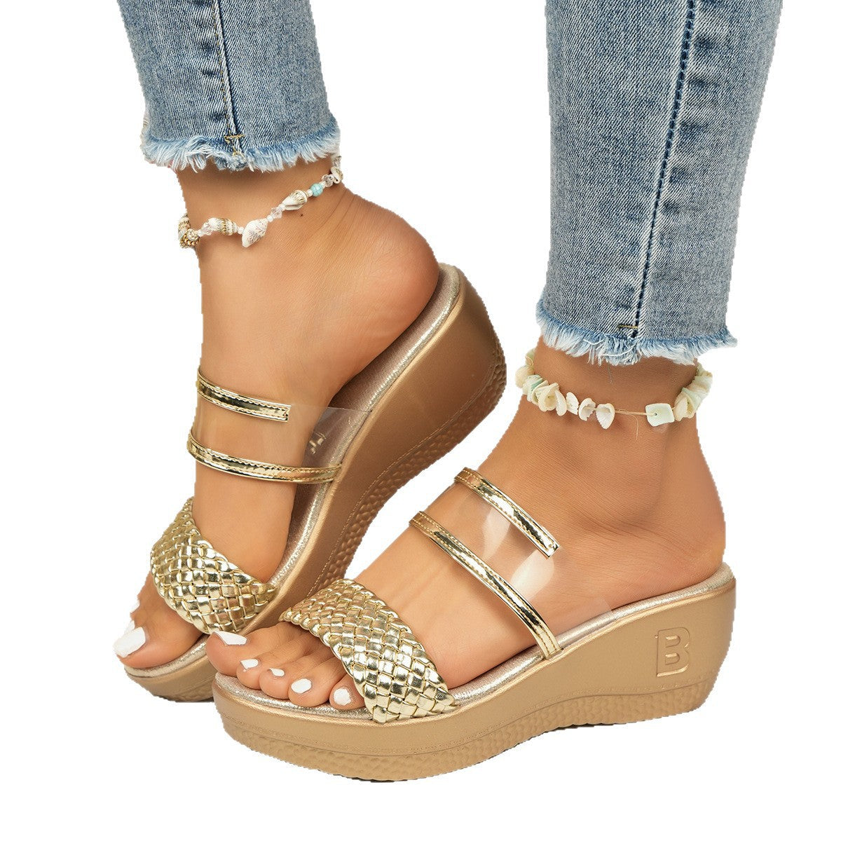 Damen Bequeme Mules mit dekorativer Flechtstruktur und elegantem Silberakzent R&B