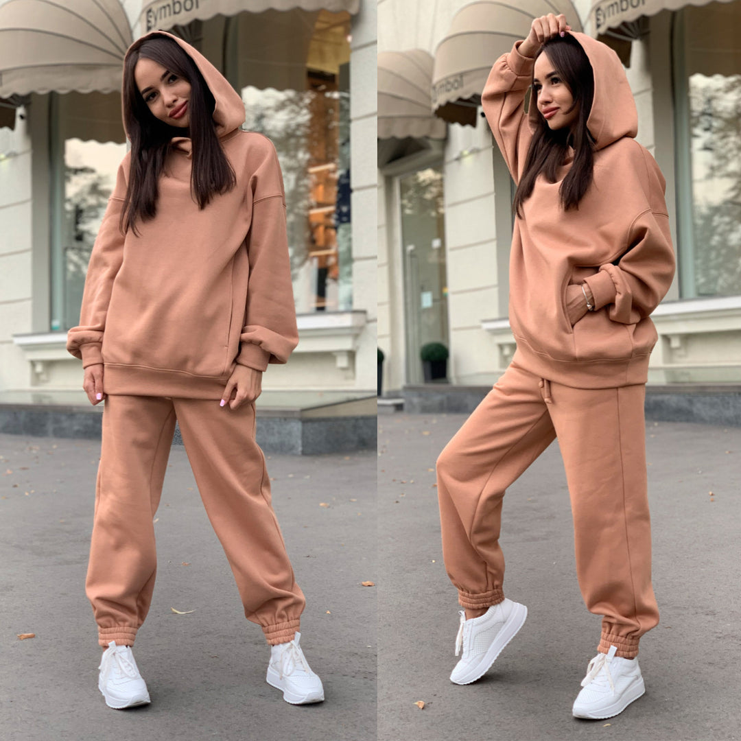 Damen Sportliches Hoodie- und Jogginghosen-Set im lässigen Design mit Kapuze R&B