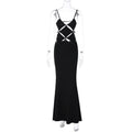 Damen glamouröses Maxikleid mit einzigartigem Schnitt und eleganten Schlaufen R&B