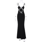 Damen glamouröses Maxikleid mit einzigartigem Schnitt und eleganten Schlaufen R&B