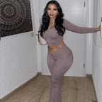 Damen Figurbetontes Lounge-Set mit langem Arm und weiten Hosen R&B