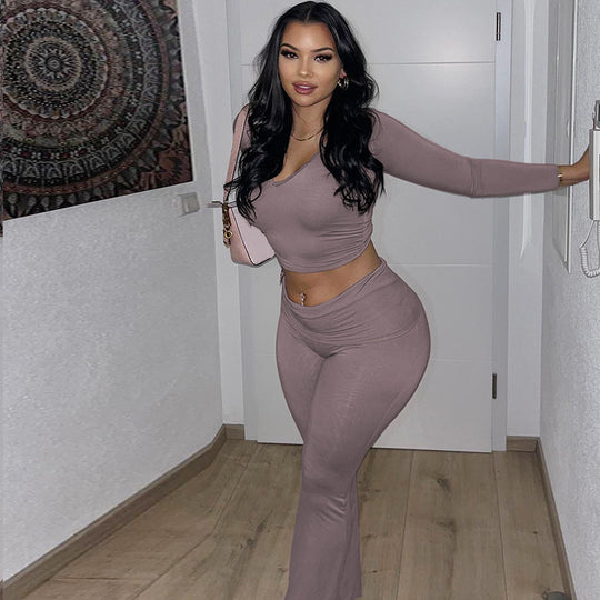 Damen Figurbetontes Lounge-Set mit langem Arm und weiten Hosen R&B
