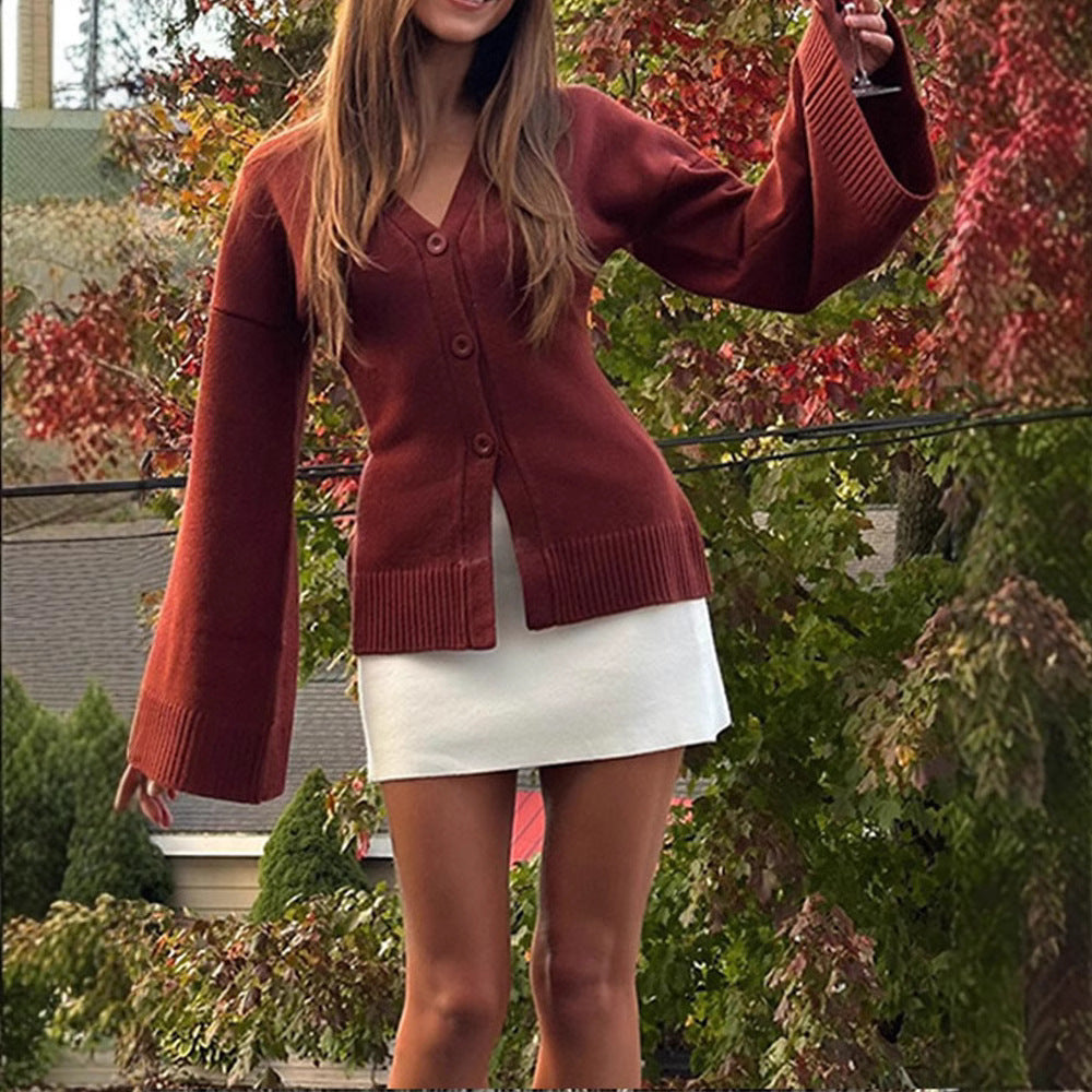 Damen lässiger Cardigan mit weiten Ärmeln und Knopfdetails R&B
