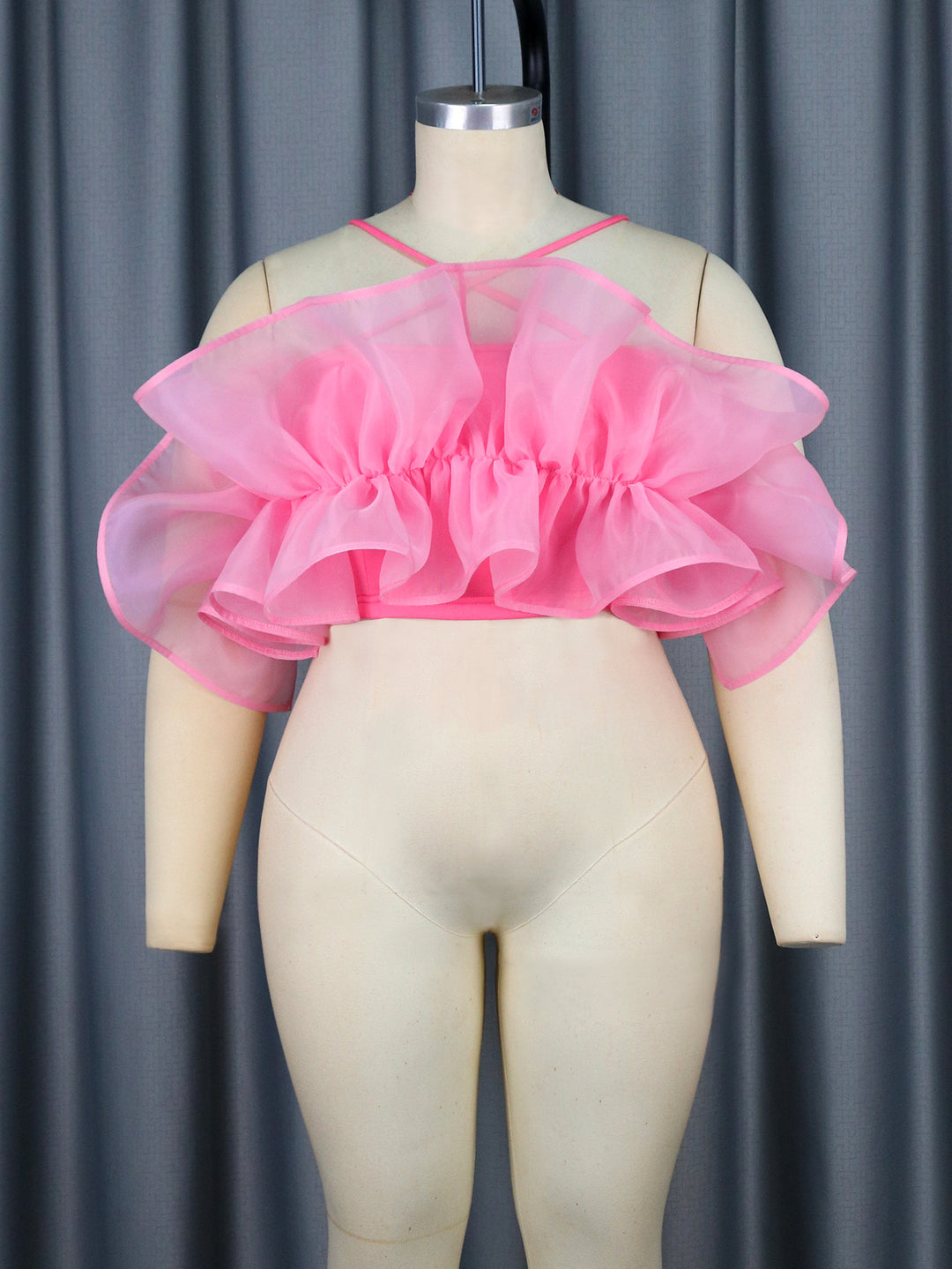 Damen Verspieltes Chiffonoberteil mit voluminösem Rüschendesign R&B