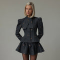 Damen Blazer-Kleid mit voluminösen Puffärmeln und eleganter Schleifenapplikation R&B