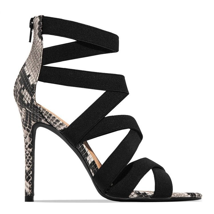 Damen Elegante Stiletto-Sandalen mit überkreuzten Riemen R&B