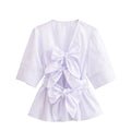 Damen elegante Bluse mit Schleifendetails R&B