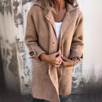 Damen kuscheliger Oversize-Mantel mit praktischen Taschen und elegantem Revers R&B
