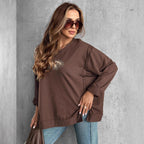 Damen Oversized Sweatshirt mit Glitzer-Print R&B