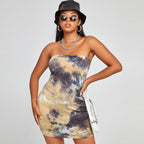 Damen Tube-Kleid mit luxuriösem Batik-Muster und elastischem Saum R&B