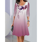 Damen Fließendes Blumenkleid mit eleganter Farbverlaufsgestaltung R&B