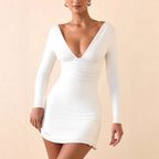 Damen elegantes Wickelkleid mit tiefem V-Ausschnitt und formschmeichelndem Design EB