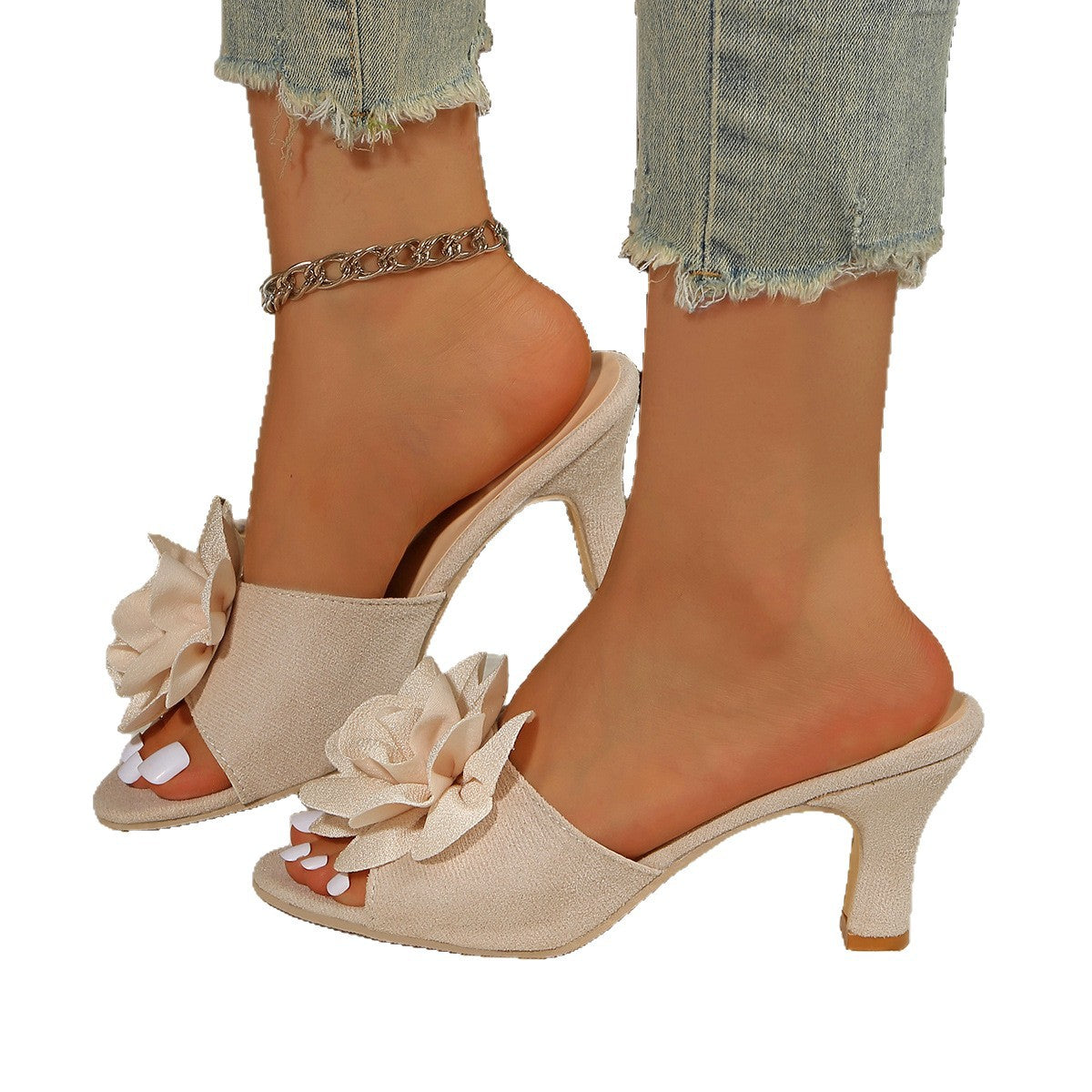 Damen Elegante und komfortable Abend-Sandaletten mit floralen Akzenten R&B