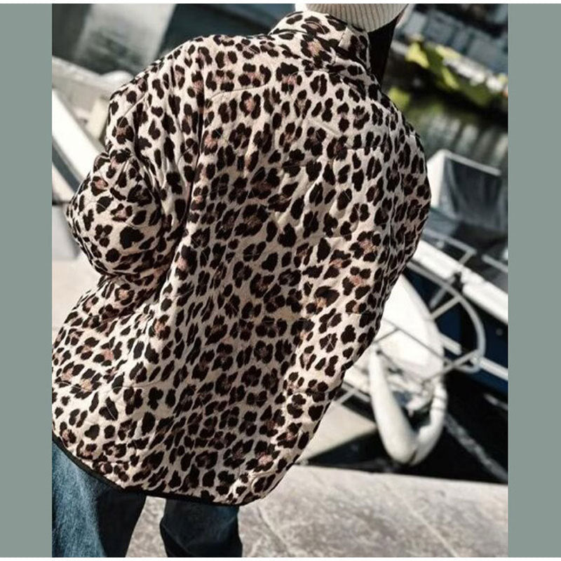 Damen Modische Leopard-Jacke mit eleganten Paspeldetails R&B